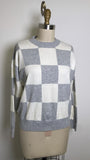 New T Tahari Gray/White Check Sweater, XS
