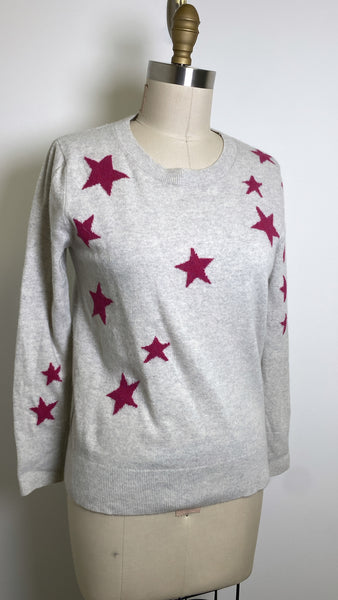 Banana Republic Gray Star Print Merino Wool Blend Sweater, S