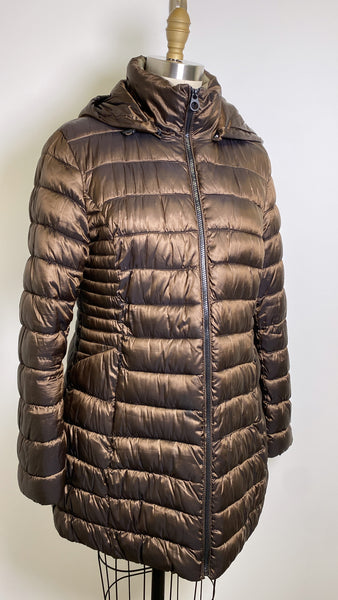Apt. 9 Brown Puffer with Removable Hood Coat, M