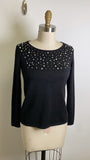 Liz Claiborne Black with Pearl Accents Sweater, S Petite