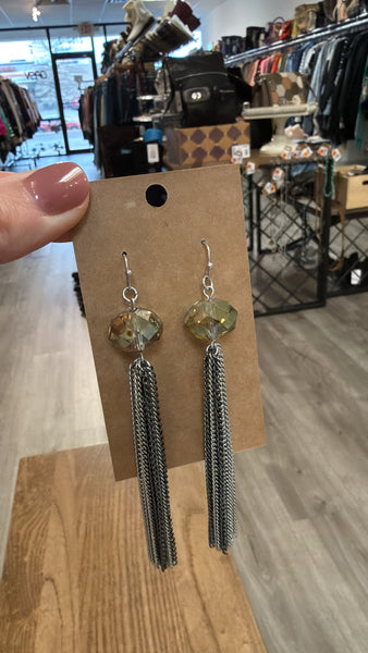 Silver/Green  Earrings