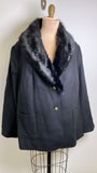 Talbots Black Wool Blend with Removable Collar Jacket, 20W