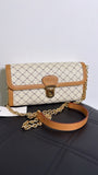 Rioni Brown/Ivory Laine Chained Clutch, 10"x1.5"x5" (retail $290)