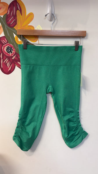 Lululemon Green Cropped Ruched Leggings, 6