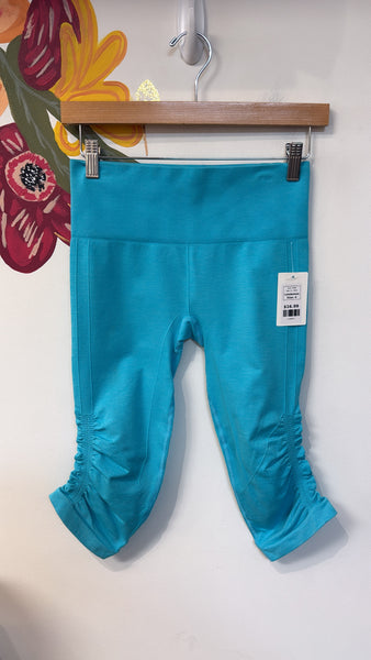 Lululemon Blue Cropped Ruched Leggings, 6