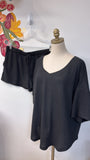 Ekouaer 2pc Black Top + Shorts, XXL