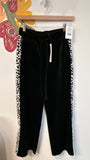 New Berek Black Velvet Snow Leopard Pants, S