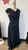 New Jkara Blue Beaded Dress, 8 Petite
