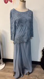 New Jkara Dusty Blue Beaded Dress, 8 Petite