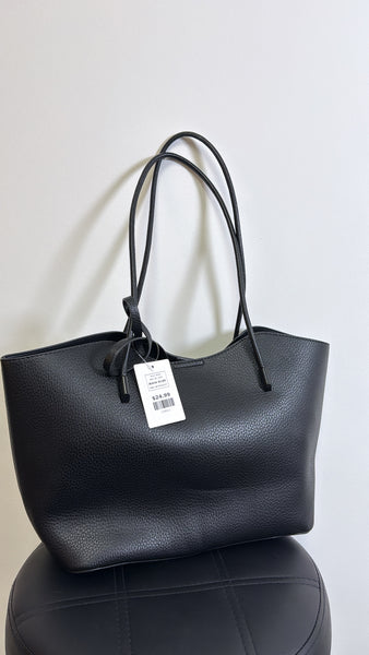 Antik Kraft Black Tote Bag with Pouch, 18"x5"x10.5"