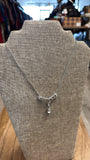 Trifari Silver Teardrop Crystal Necklace, 16"