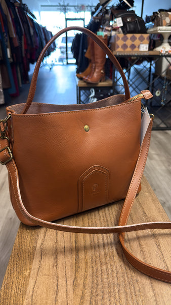 I Medici Brown Leather Crossbody Bag, 11"x8"