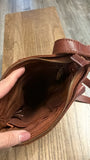 Ashwood Brown Leather Woven Crossbody Bag, 7.5"x9"