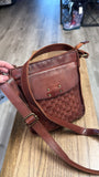 Ashwood Brown Leather Woven Crossbody Bag, 7.5"x9"