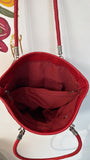 Genuine Leather Red Shoulder Bag, 15"x11.5"