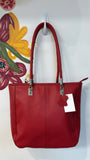 Genuine Leather Red Shoulder Bag, 15"x11.5"