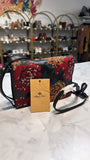 New Patricia Nash Black Leather Tapestry Cross Stitch Crossbody Bag, 9"x6"