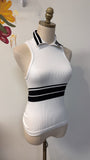 Maeve White/Black Anthropologie Fitted Top, L/XL (runs small)