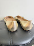 Stuart Weitzman Gold Emilia Mary Jane Flats, 7.5 (retail $395)