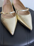 Stuart Weitzman Gold Emilia Mary Jane Flats, 7.5 (retail $395)