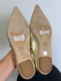 Stuart Weitzman Gold Emilia Mary Jane Flats, 7.5 (retail $395)