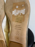 Stuart Weitzman Gold Emilia Mary Jane Flats, 7.5 (retail $395)
