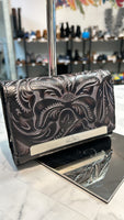 Patricia Nash Black Tooled Leather Wallet, 6"x4"