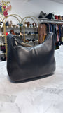 Le Donne Black Leather Shoulder Bag, 12"x8.5"