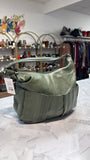 Tignanello Green Leather Shoulder Bag, 15"x10"