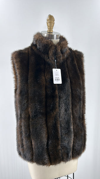 Giacca Brown Faux Fur Vest, M