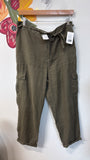 Michael Stars Green 100% Linen 25" Inseam Pants, L