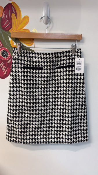 Talbots Black/White Houndstooth Skirt, 2 Petite