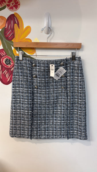 New Talbots Blue Tweed Skirt, 2 Petite
