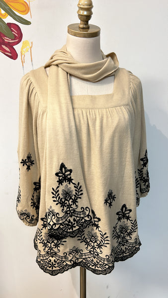 Hazel Tan Top with Scarf, S