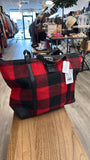 New Christopher & Banks Red/Black Plaid Tote Bag, 19"x13"