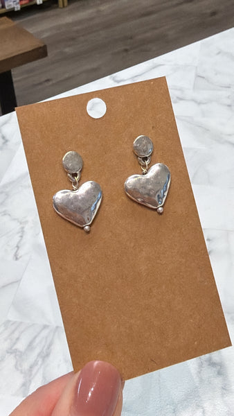 Silver Heart  Earrings