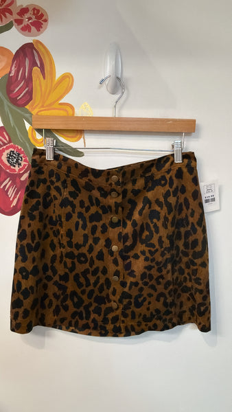Akaiv Animal Print Corduroy Skirt, M