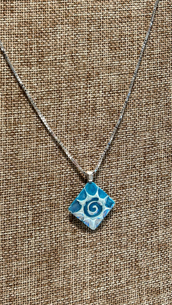 Sterling Silver Handformed Ceramic Necklace, 20"