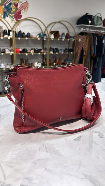 New Jenna Kator Cherry Faux Leather The Thumb Crossbody Handbag, 11.5"x9" (retail $143)