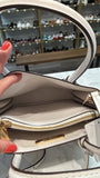 Michael Kors White Mercer Medium Rainbow-Trim Leather Accordion Crossbody Bag, 8.75"X7.5"X4"