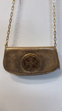 Tory Burch Gold Crossbody Bag, 11"x6.25"