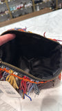 Anthropologie Beaded Leather Confetti Fringe Clutch, 6"x8"