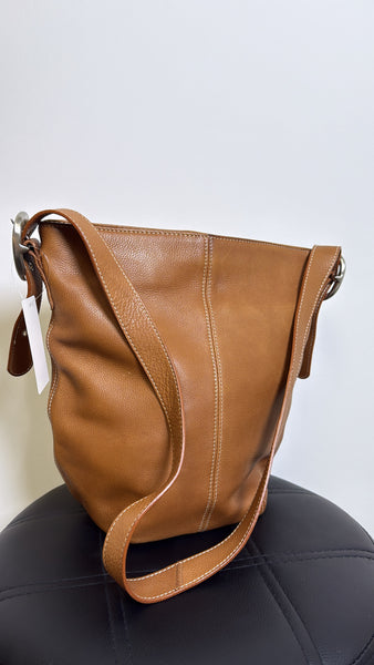 Tig & Co Brown Genuine Leather Shoulder Bag, 11"x11"