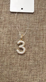 "3" Gold CZ Pendant