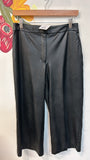 Express Black Faux Leather Cropped High Rise Pants, 6