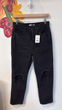 Old Navy Black Button Fly Ski Hi Straight Jeans, 6