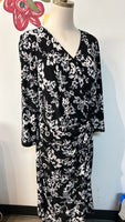 Chaps Black Print Dress, XL