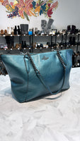 Coach Teal Ava Chain Tote Shoulder Bag, 12"x9.5"