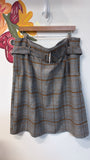 New Sweet Salt Plaid Midi Belted Skirt, XXL