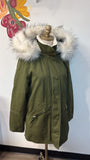K Jordan Green with Removable Faux Fur Trim Jacket, M